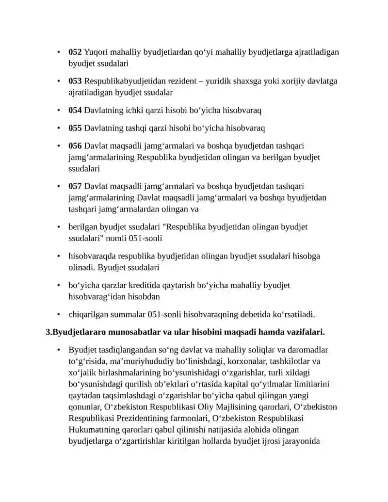 BYUDJETLARARO MUNOSABATLAR HAMDA QARZLAR HISOBI 3