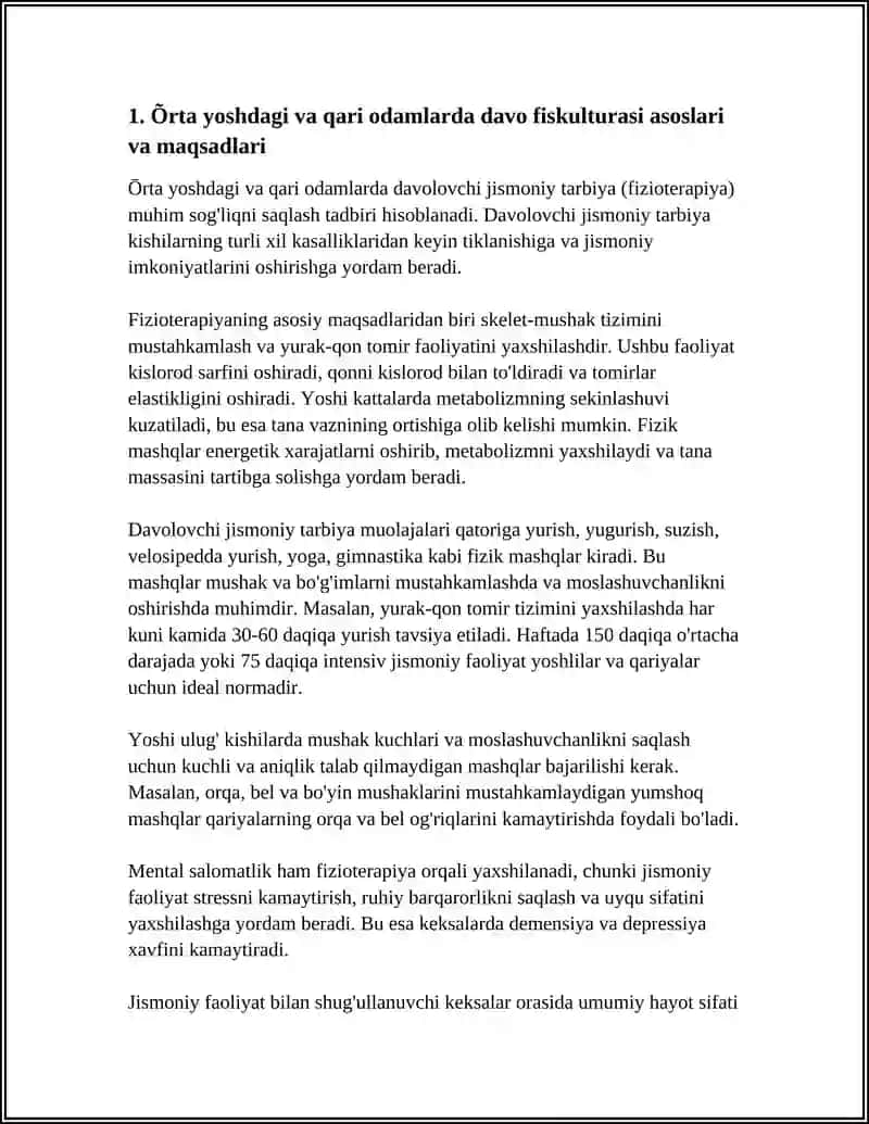 ÕRTA YOSHDAGI VA QARI ODAMLAR UCHUN DAVO FISKULTURASINI AMALGA OSHIRISH 3