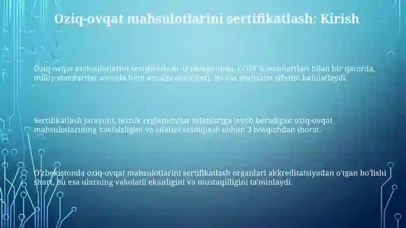Oziq ovqat mahsulotlarini sertifikatlashtirish 3