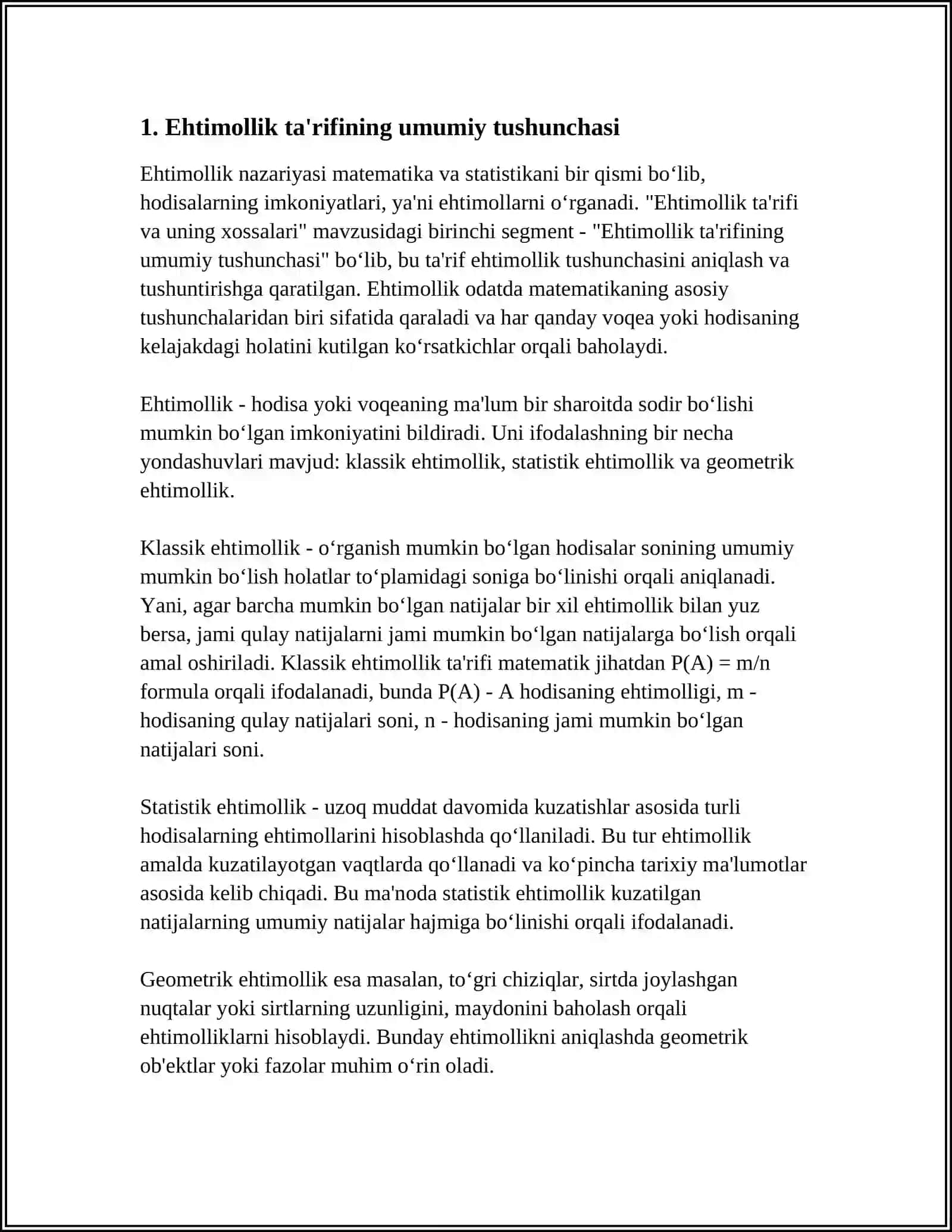 Ehtimollik Ta'rifi va uning Xossalari 3