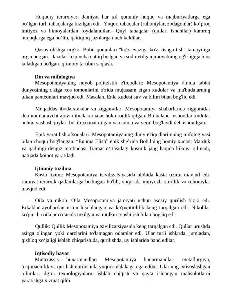 Mesopotamiya Sivilizatsiyasining O'Ziga Xos Jihatlari 3