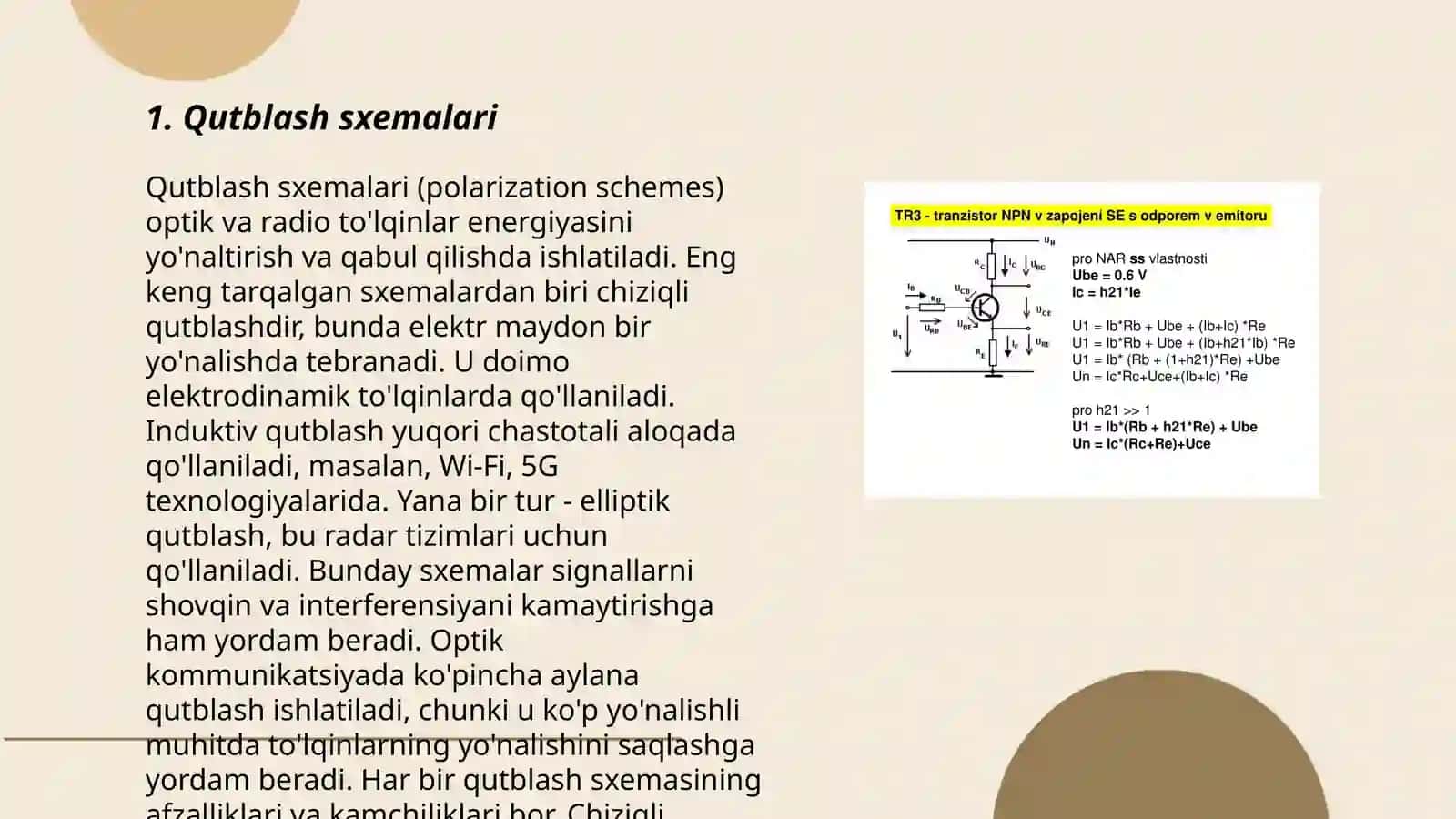 Qo‘sh qutbli tranzistorlarning asosiy ulanish sxemalari 3