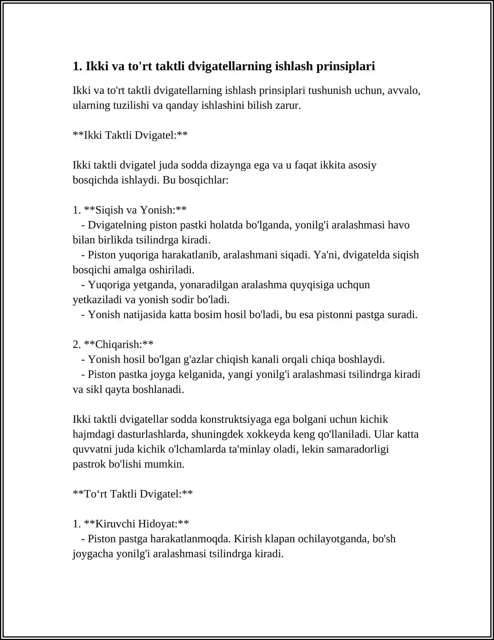 IKKI VA TURT TAKTLI DVIGATELLARNI UMUMIY TAHLILI 3