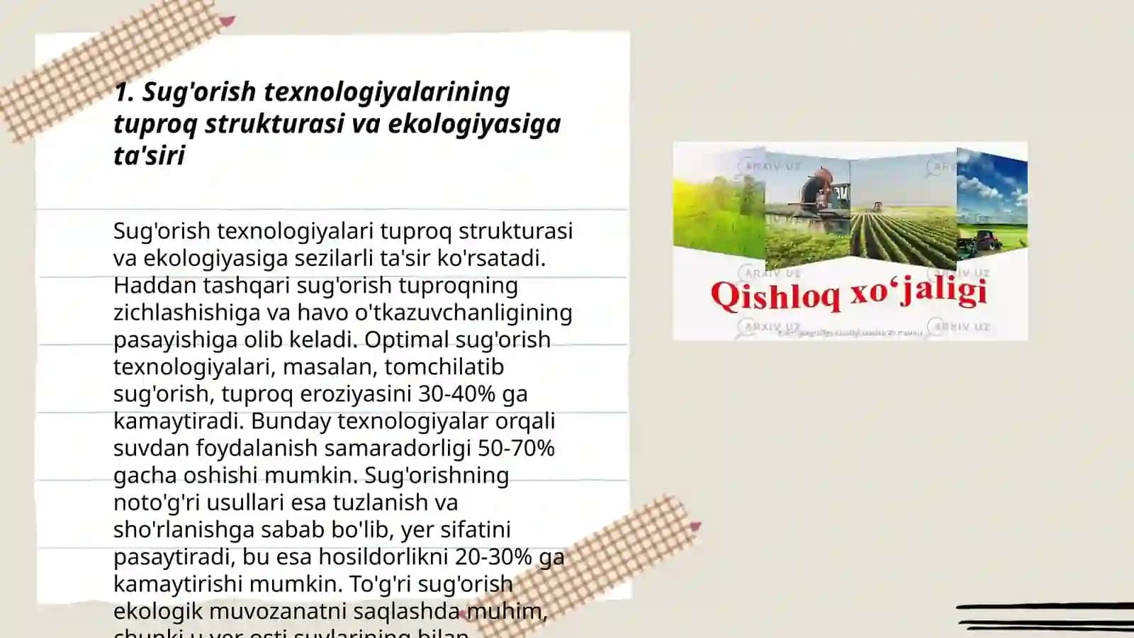Ekiladigan asosiy texnika ekinlarini yetishtirishning tuproq ekologiyasiga ta’siri 3