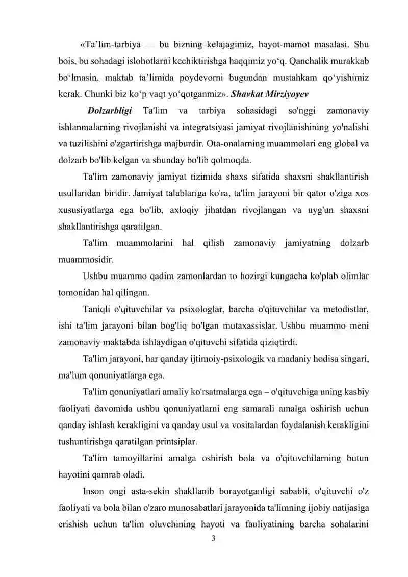 Tarbiya jarayonining hozirgi bosqich muamolari, tarbiyaviy ish metodikasi 3