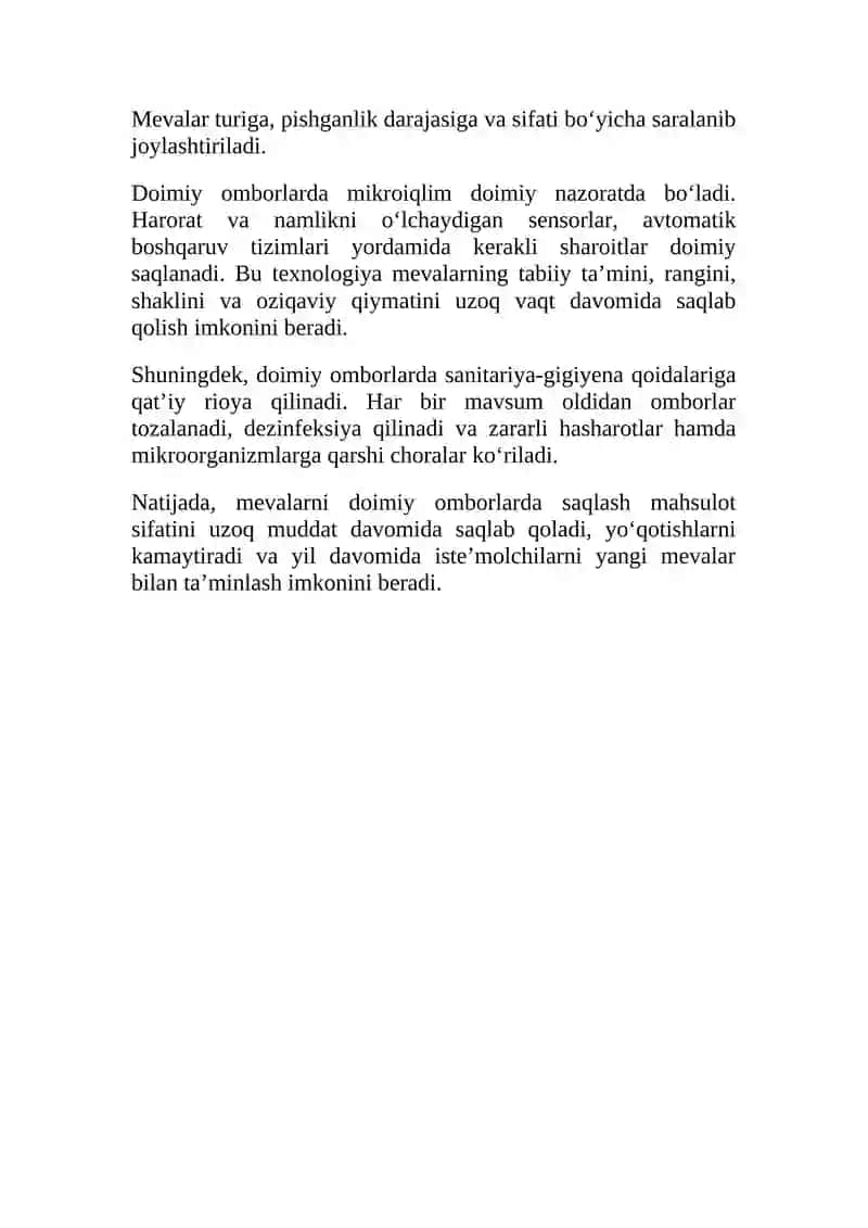 Mеvalarni dоimiy оmbоrlarda saqlash 3