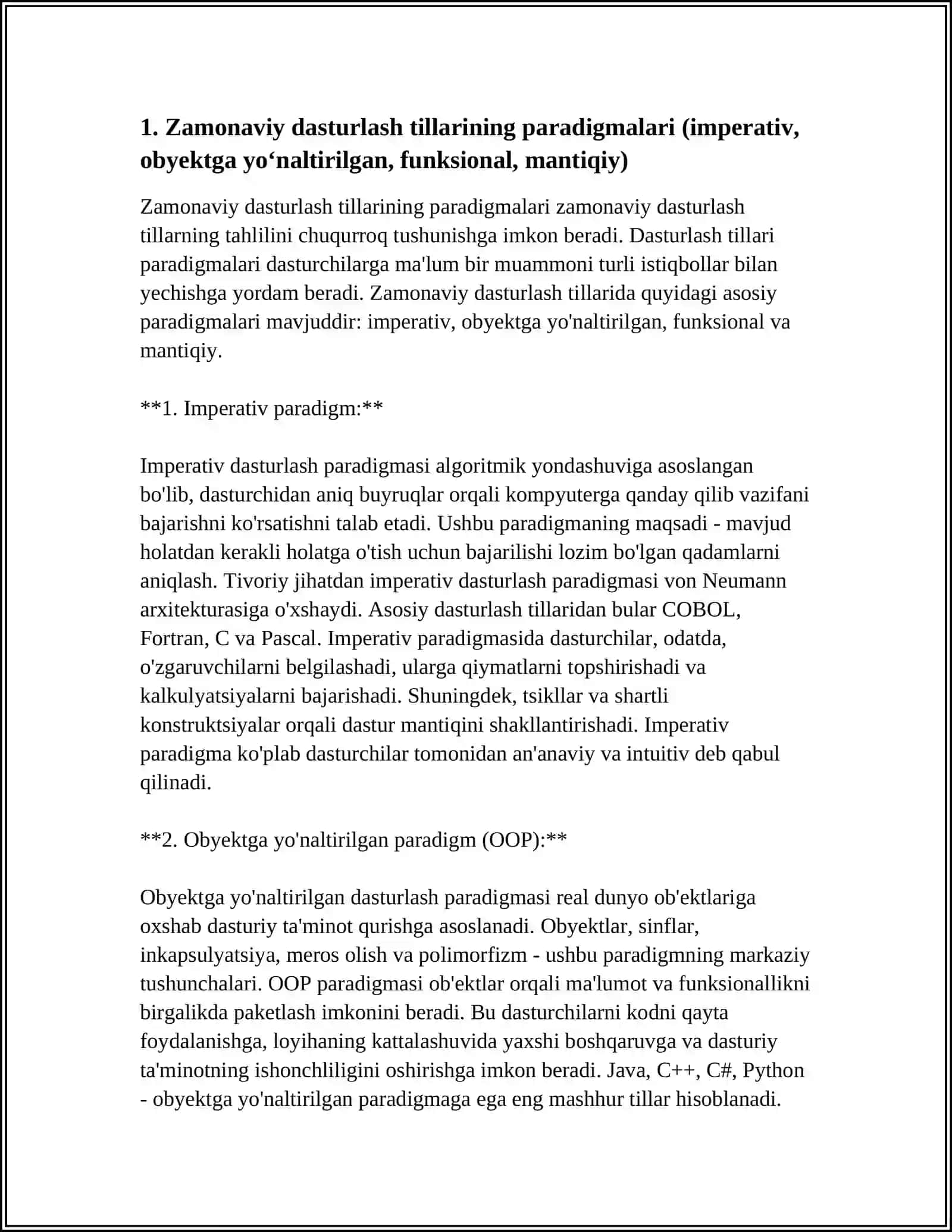 ZAMONAVIY DASTURLASH TILLARNING TAHLIL 3