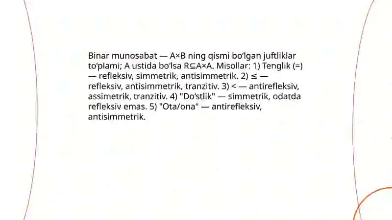 Binar munosabatlar 3
