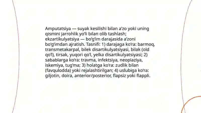 Amputatsiyalar va ekzartikulyatsiyalar 3