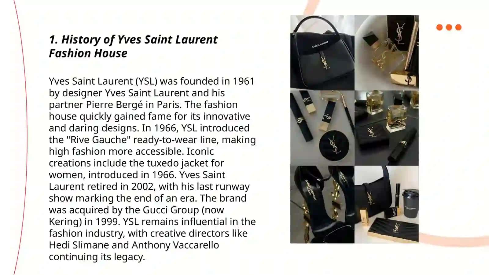 Mavzu: Yves Saint Laurent Modasi to'g'risida Tarix 3