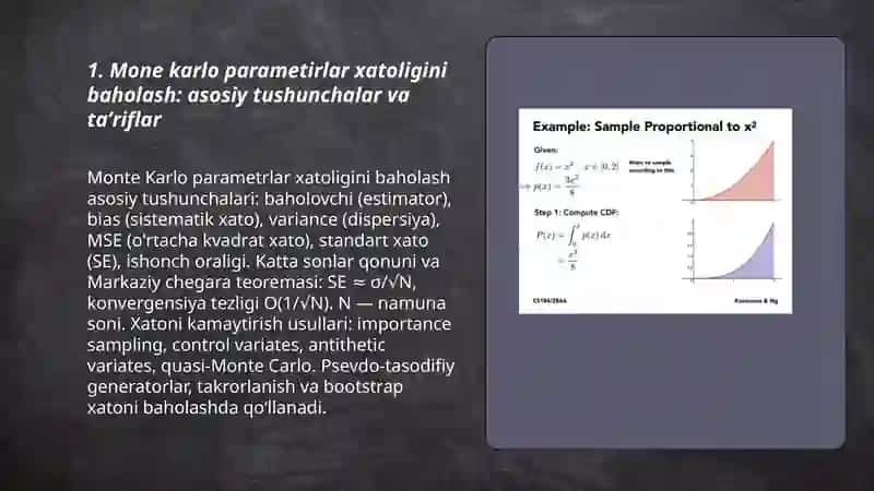 Mone karlo parametirlar xatoligini baholash 3