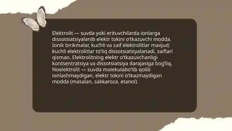 Elektrolitlar va noelektrolitlar 3
