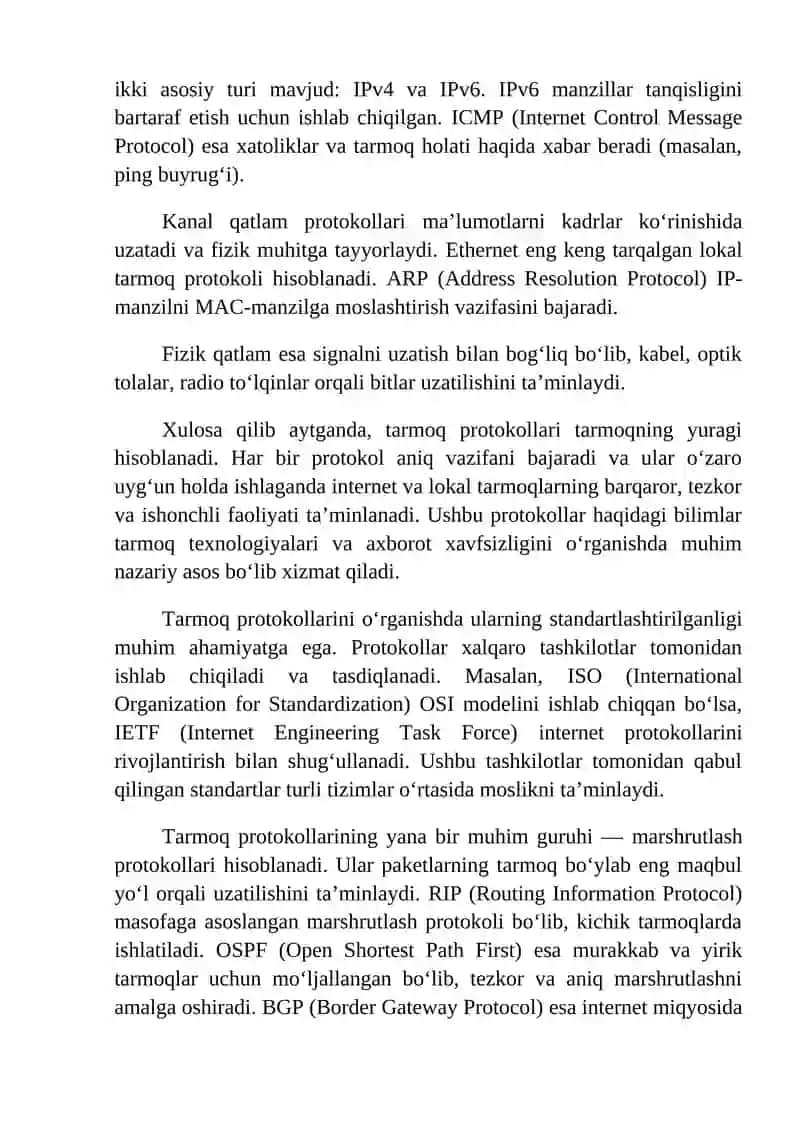 Tarmoq protokollari va ularning xavfsizlik jihatlari 3