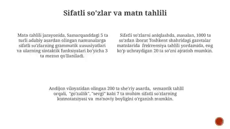Identifikatorlar va sifatli so'zlar 3