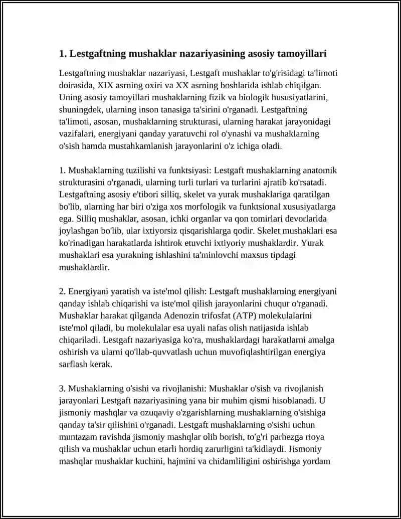 LESTGAFT MUSHAKLAR TO'G'RISIDAGI TA'LIMOTI 3