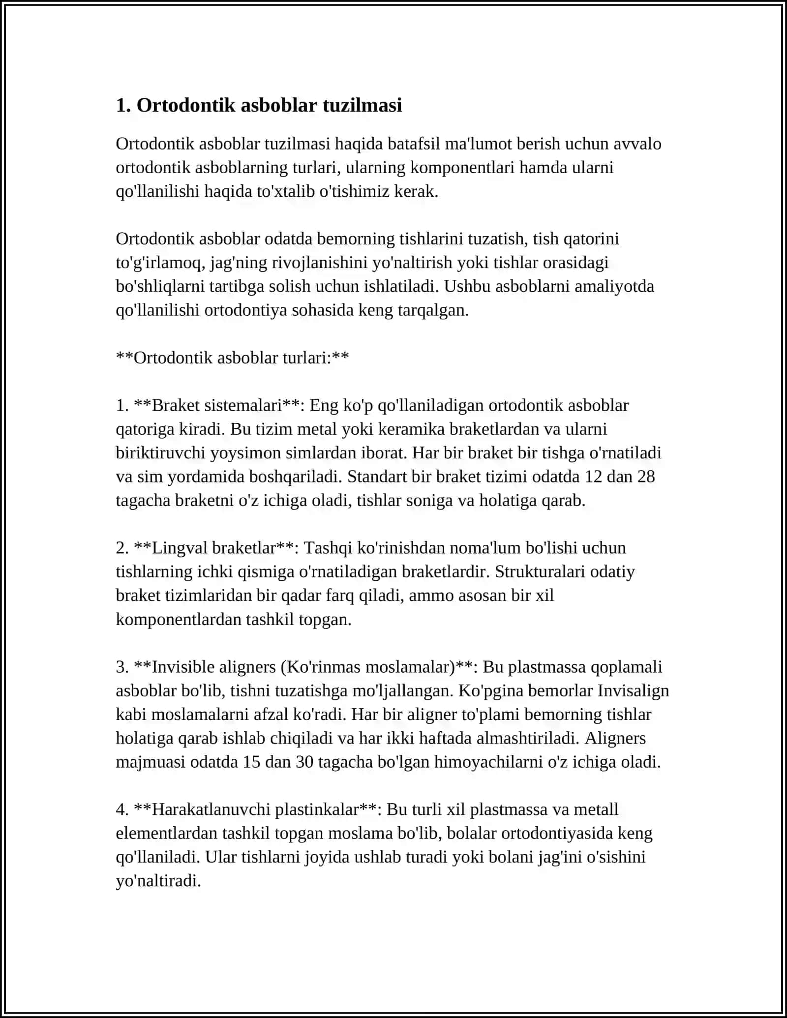 ORTOPEDIK STOMATOLOGIYADA QO'LLANILADIGAN ASBOBLAR. ASBOBLAR TUZILMASI, GO'LLASHGA KO'RSATMALAR, MAQSADI, FOYDALANISH QOIDALARI 3