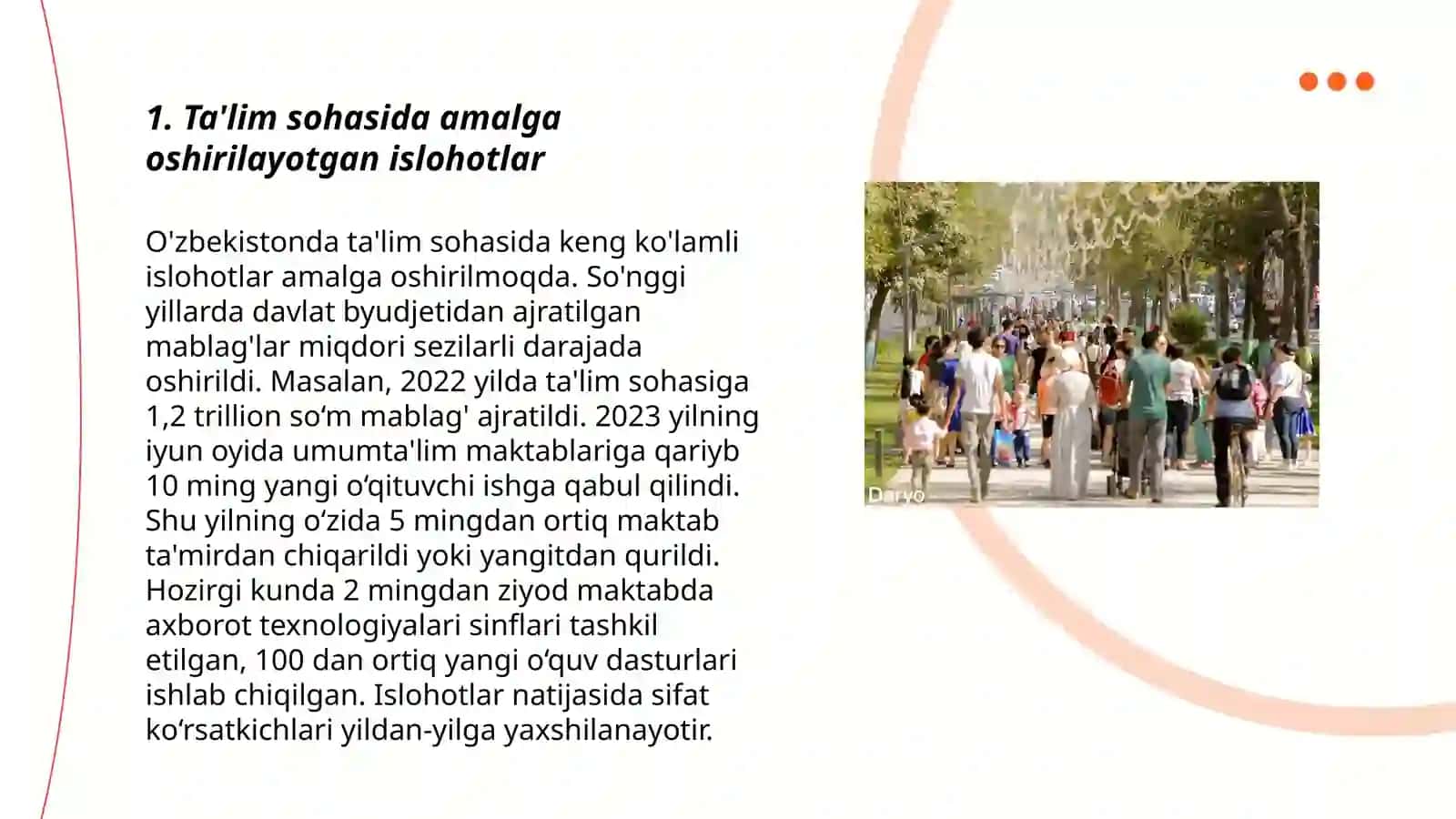 Ta'lim sohasida amalga oshirilayotgan islohotlar 3