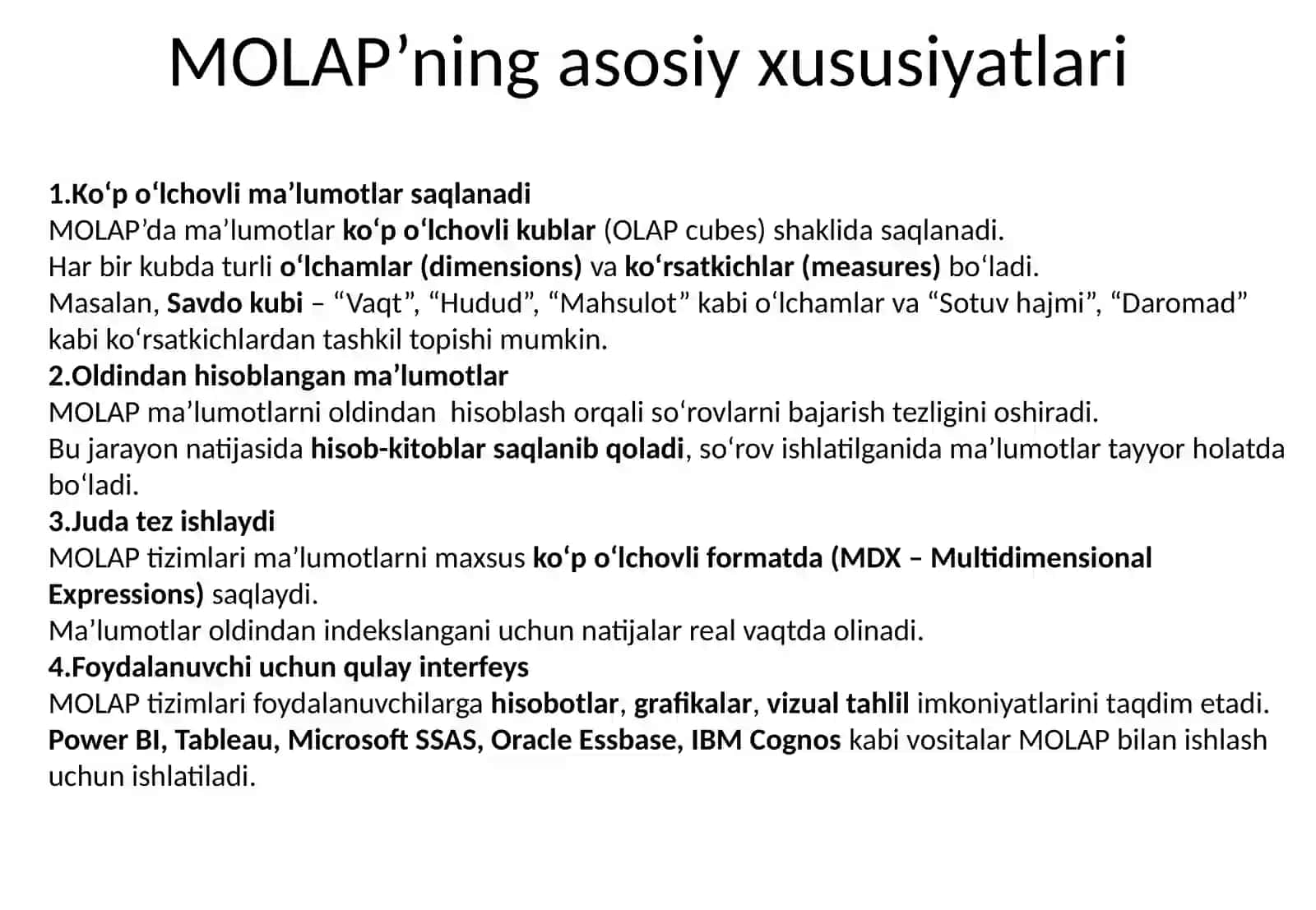 MOLAP texnologiyalari 3