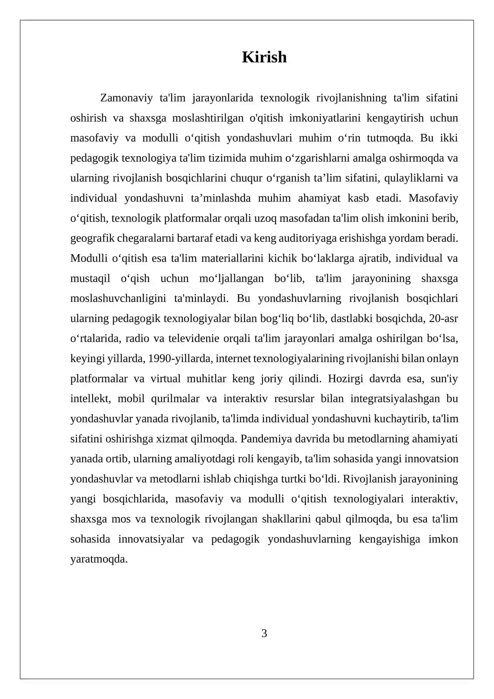 Masofaviy va Modulli Oʻqitish va Ularning Rivojlanish Bosqichlari 3
