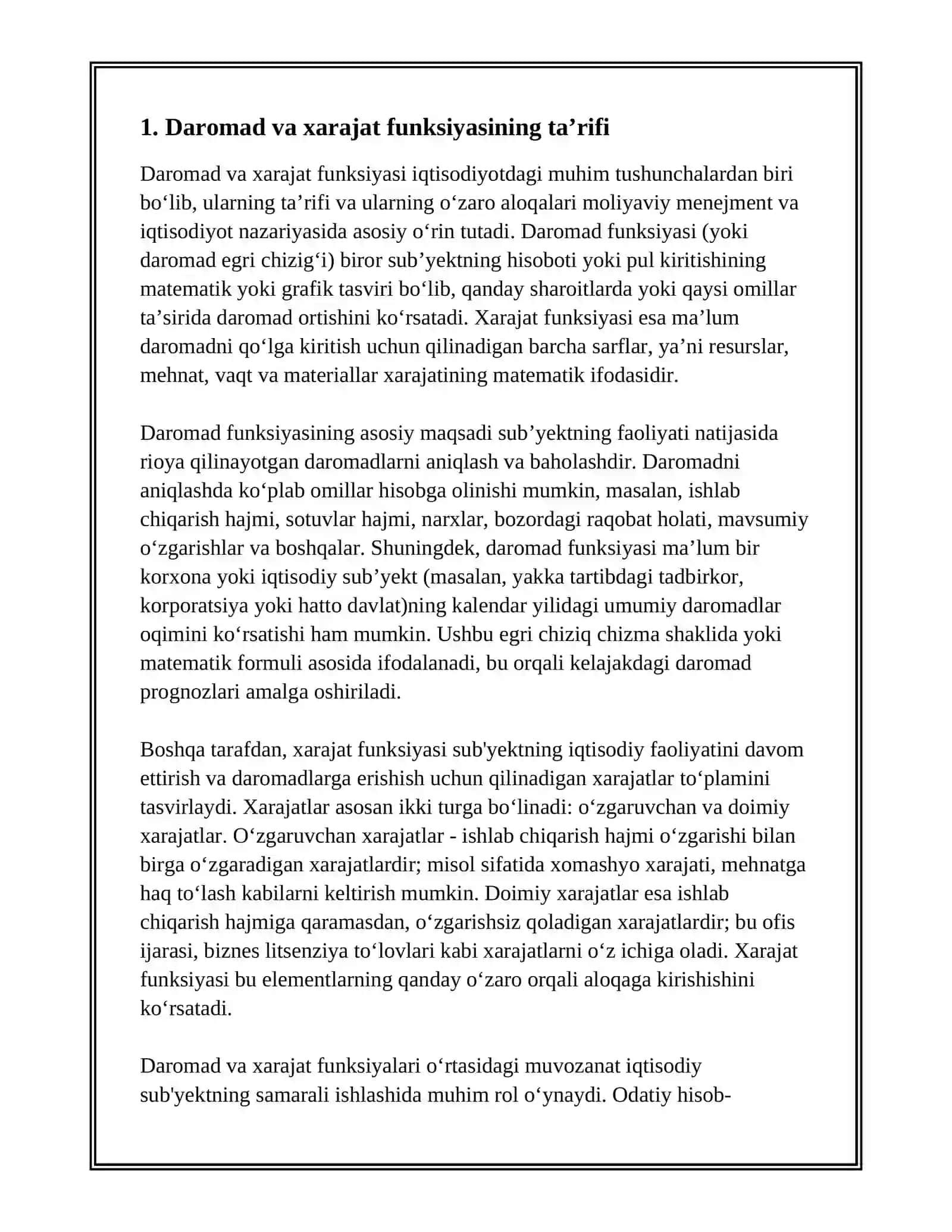 DAROMAD VA XARAJAT FUNKSIYASI 3