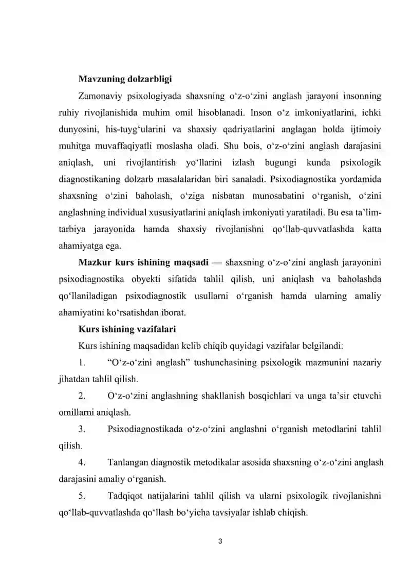 Oʻz oʻzini anglash psixodiagnostika obekti sifatida 3