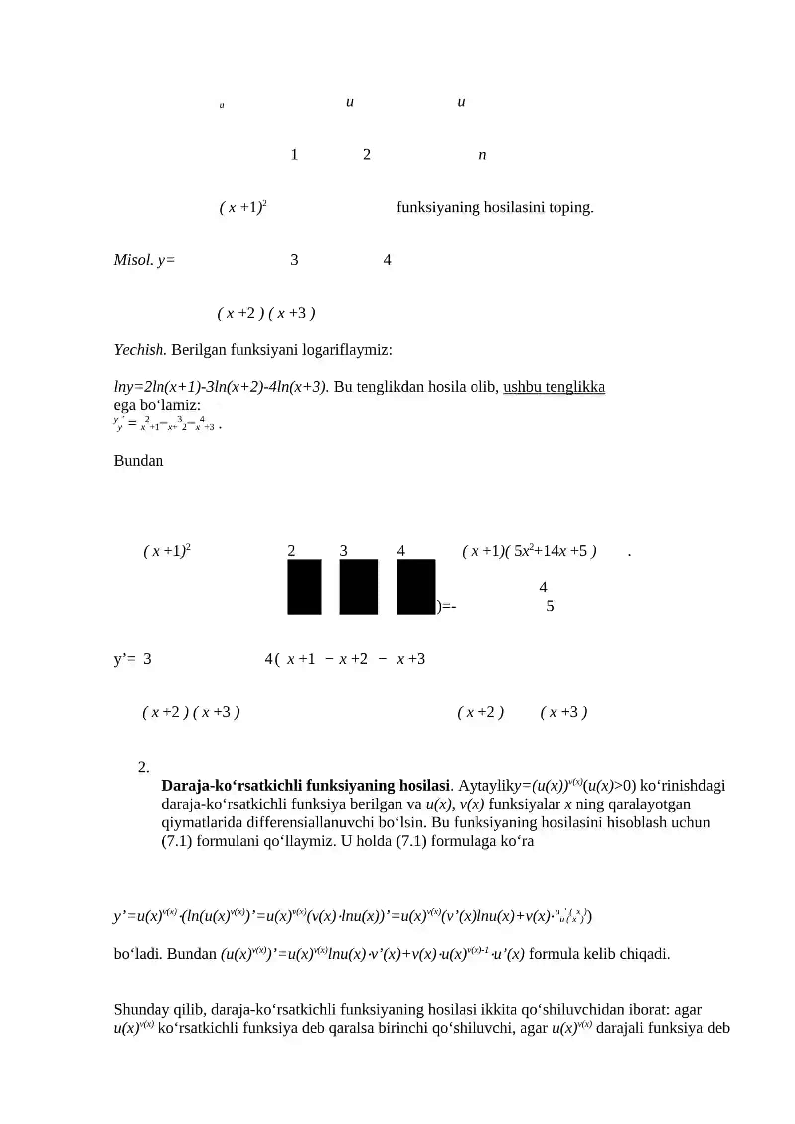 Matematika analizi - Logarifmik hosila 3