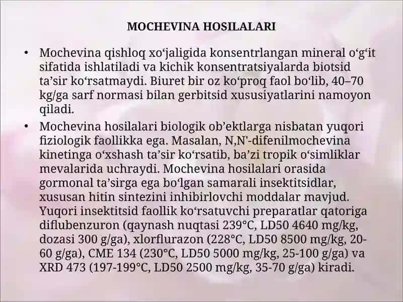 Karbamin kislota, tio- va ditiokarbamin kislota, mochivena va tiomochivena hosilalari asosidagi pestitsidlar. 3