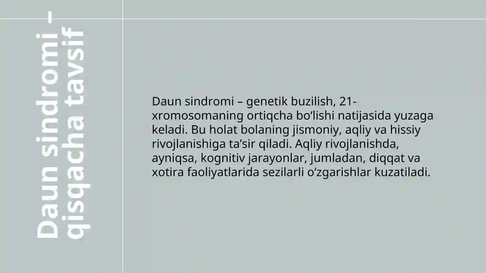 Daun sindromli bolalarni diqqat va xotirasi 3