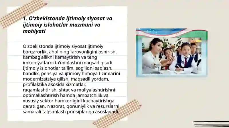 Òzbekistonda ijtimoiy sohada amalga oshirilayotgan òzgarishlar mazmun va mohiyati 3