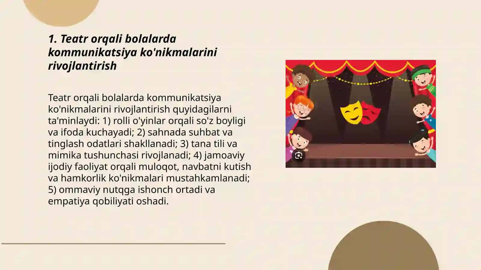 Teatr,bayramlar va mavxuli tadbirlar orqali bolalarning ijtimoiylashuvini taminlash 3