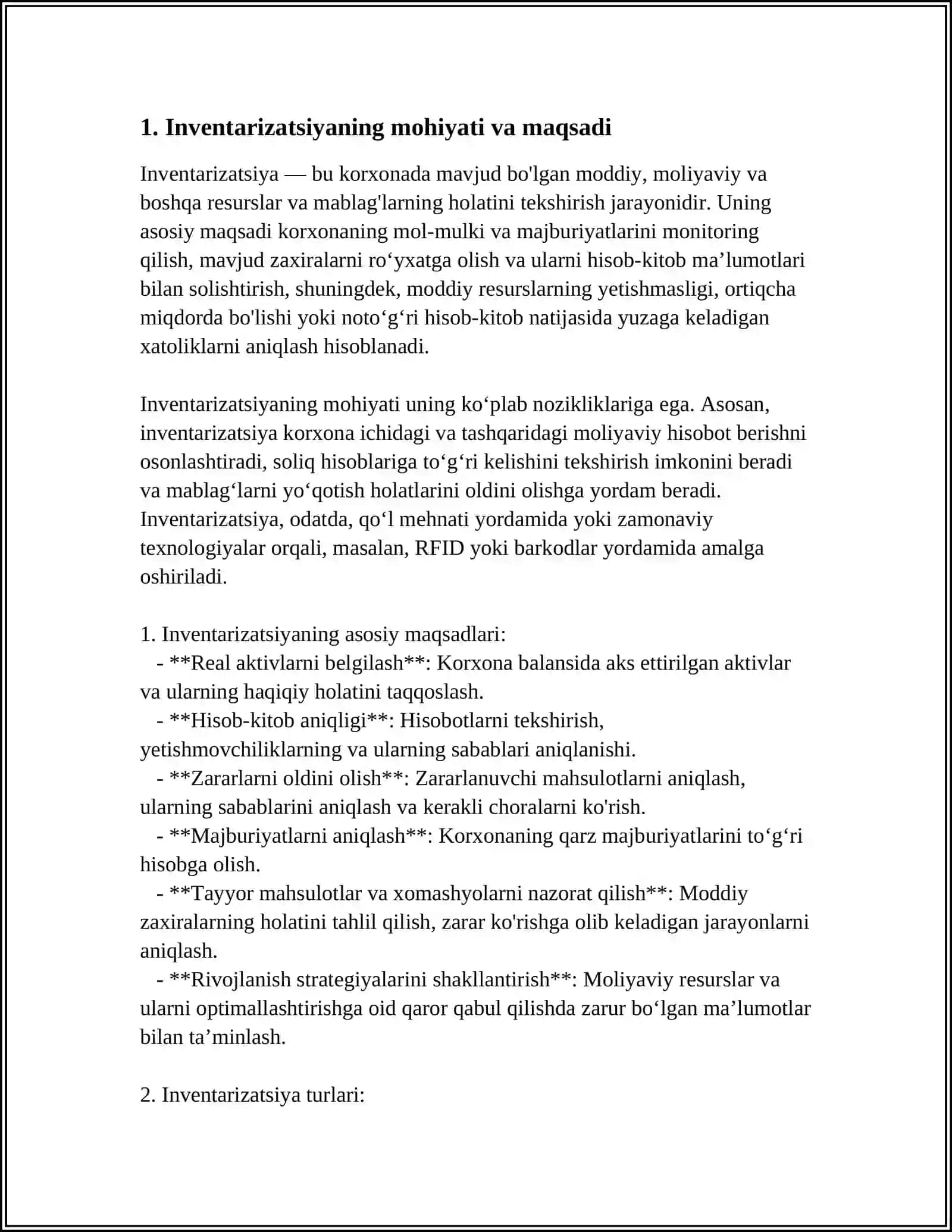 MOL MULK VA MOLIYAVIY MAJBURIYATLARNI INVENTARIZATSIYA ULAR NATIJALARINI HISOBGA OLISH 3