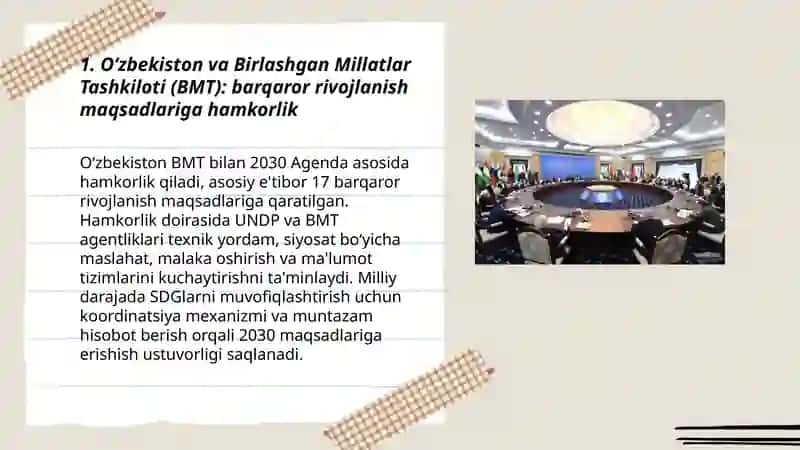 Oʻzbekistonning xalqaro tashkilotlar bilan hamkorlik aloqalari 3