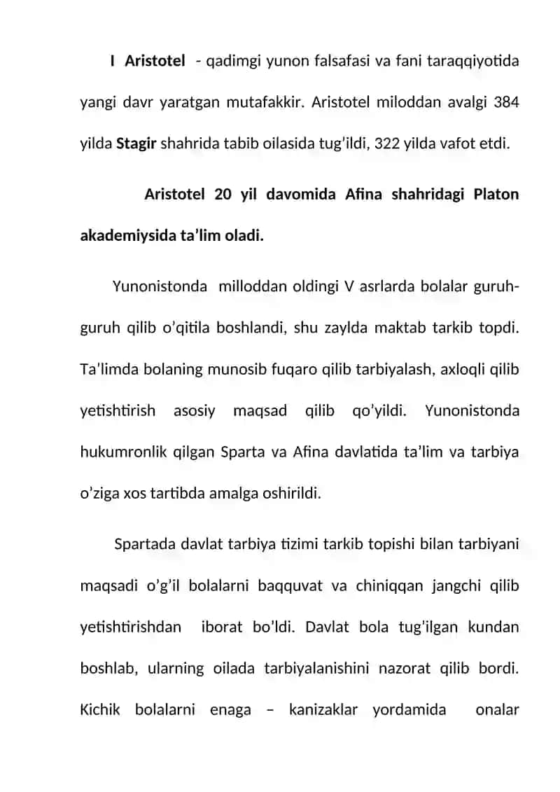 Aristotel hayoti va pedagogik qarashlari 3