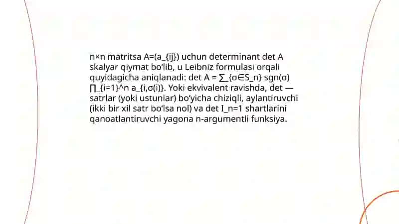 Determinantlar va ularning xossalari 3
