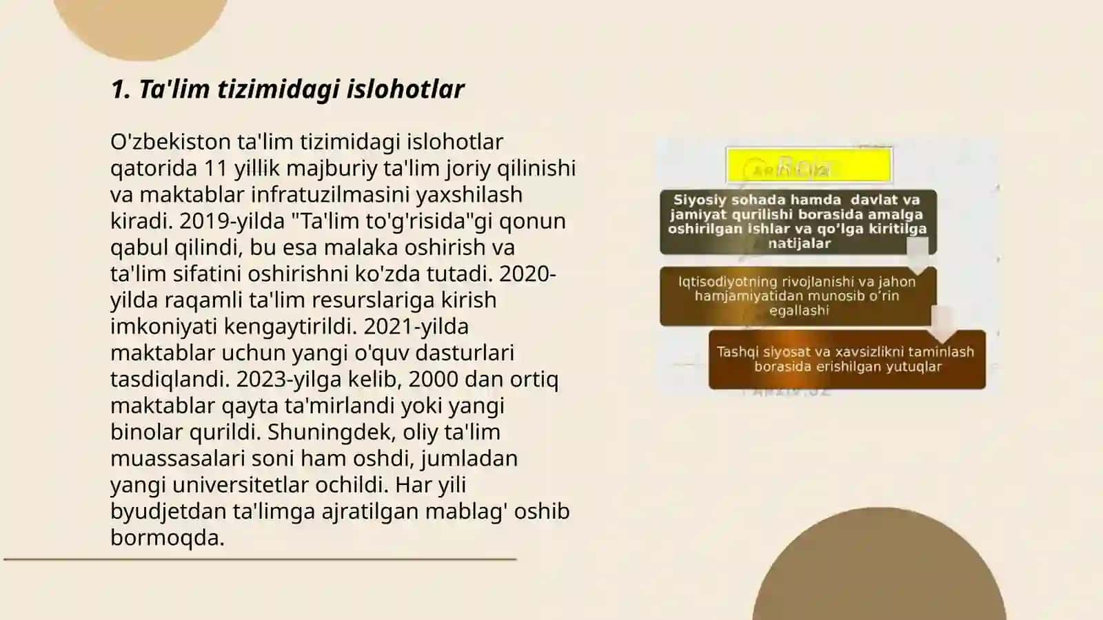 O‘zbekistonda ijtimoiy soha amalga oshirilayotgan o‘zgarishlar mazmun va mohiyati 3