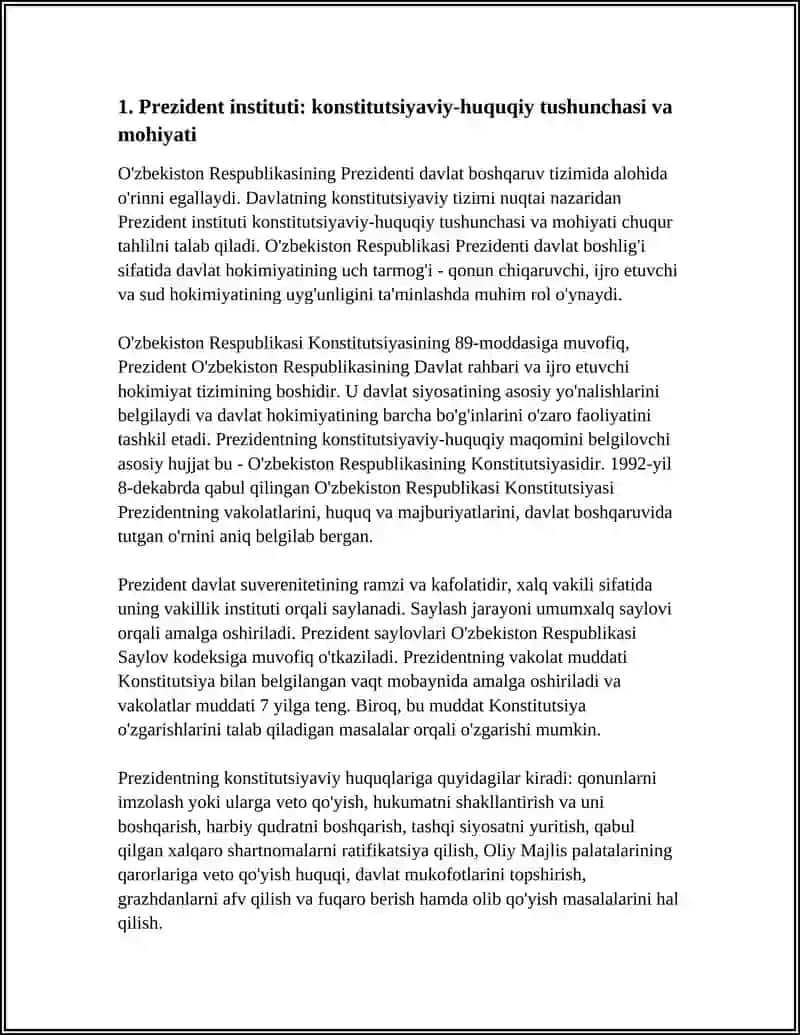 O’ZBEKISTON RESPUBLIKASI PREZIDENTINING KONSTITUTSIYAVIY-HUQUQIY MAQOMI 3