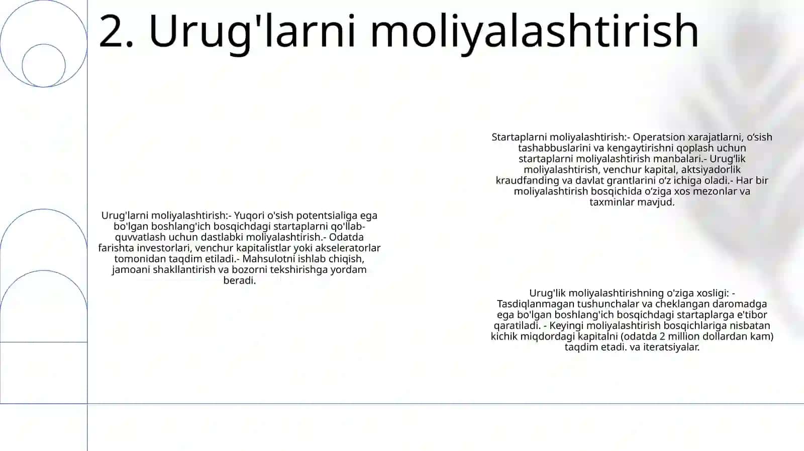 Startaplarni Moliyalashtirish Va Ularning O'Ziga Xosligi 3