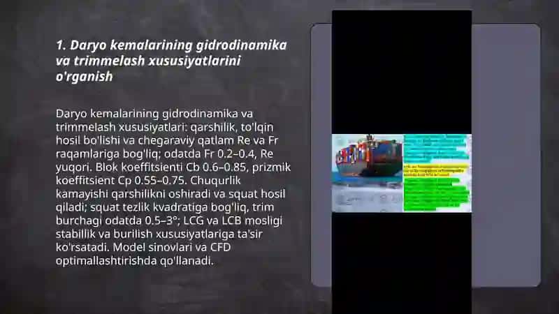 Daryo, dengiz hamda havo transportining oziga hos xususiyatlari va texnik jihozlarni o'rganish 3