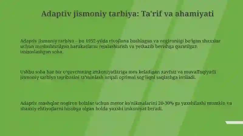 Adaptiv jismoniy tarbiya tushunchalari 3