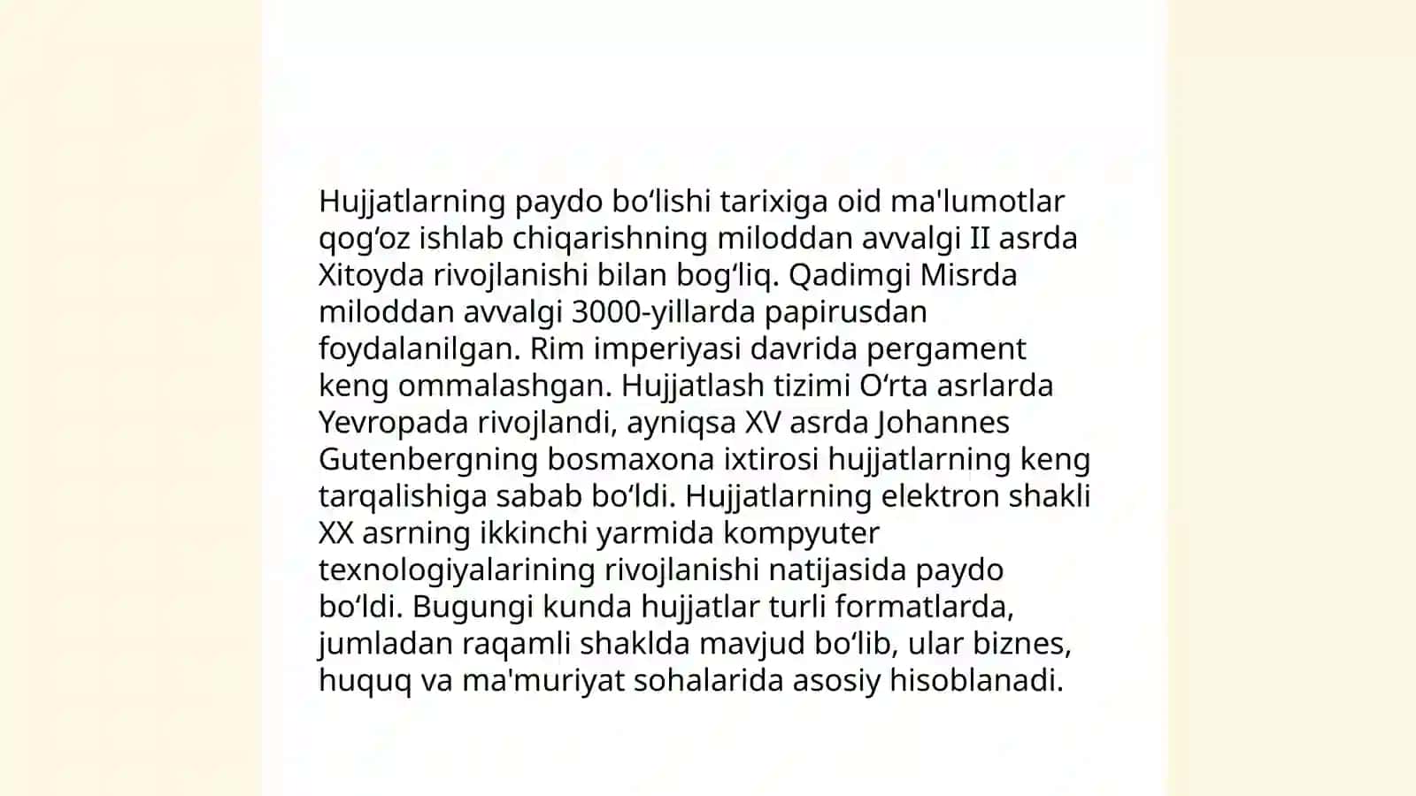 Hujjatlarning paydo bo'lishi va tarixi 3
