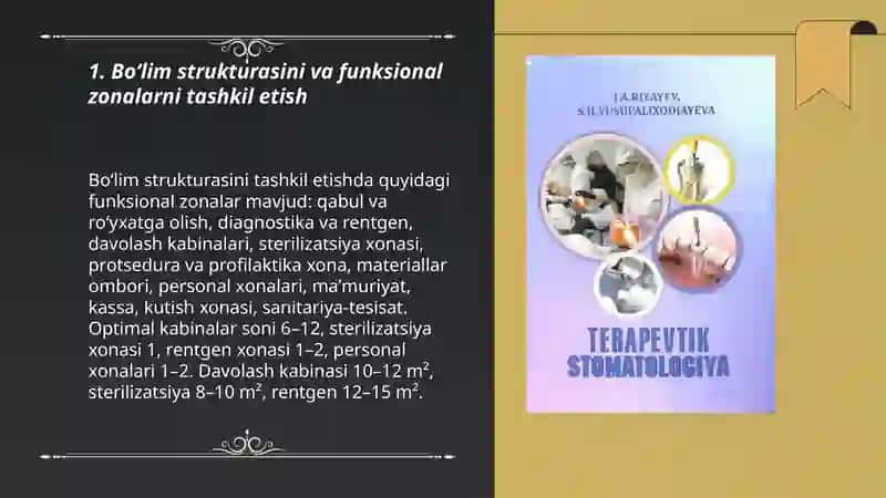 Terapevtik stomatologiya boʻlimini tashkil etish 3
