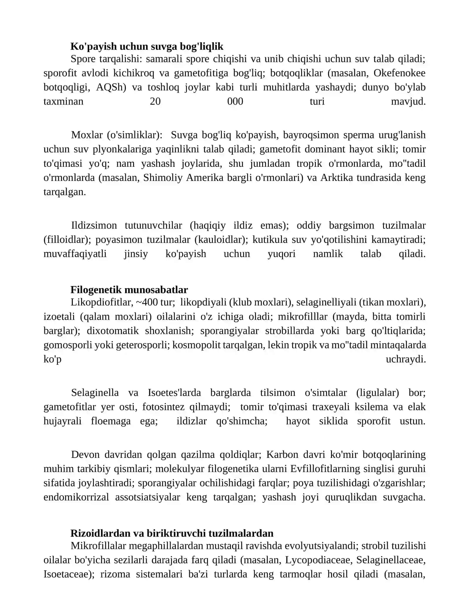 Plaunlar bo'limiga xos bo'lgan sistematik belgilarni aniqlash 3