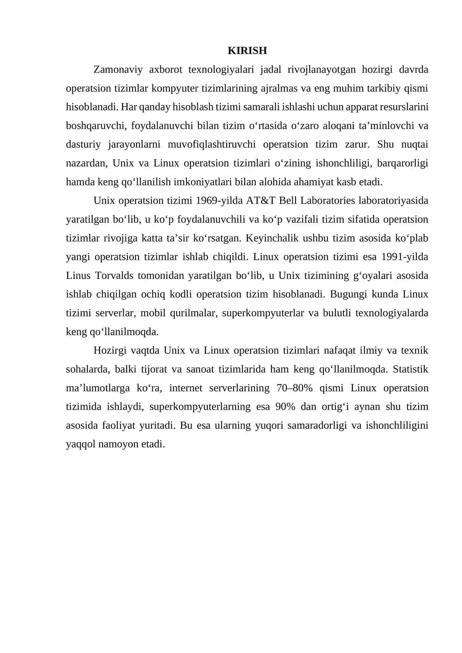 Unix va Linux operatsion tizimlari, umumiy ta'rifi, afzalliklari va kamchiliklari 3