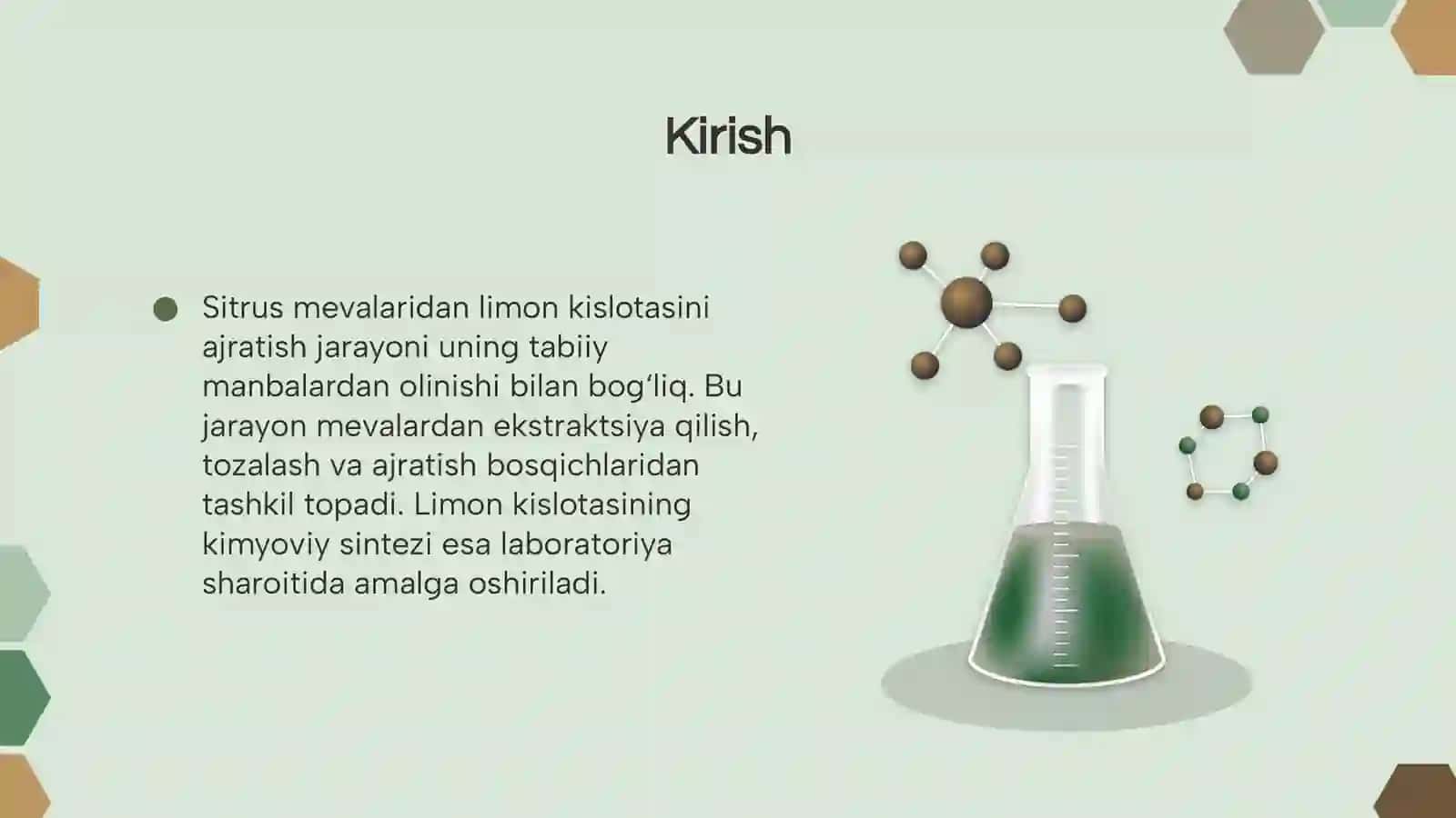 Mavzu: Sitrus mevalaridan limon kislotasini ajratish va kimyoviy sintez qilish 3