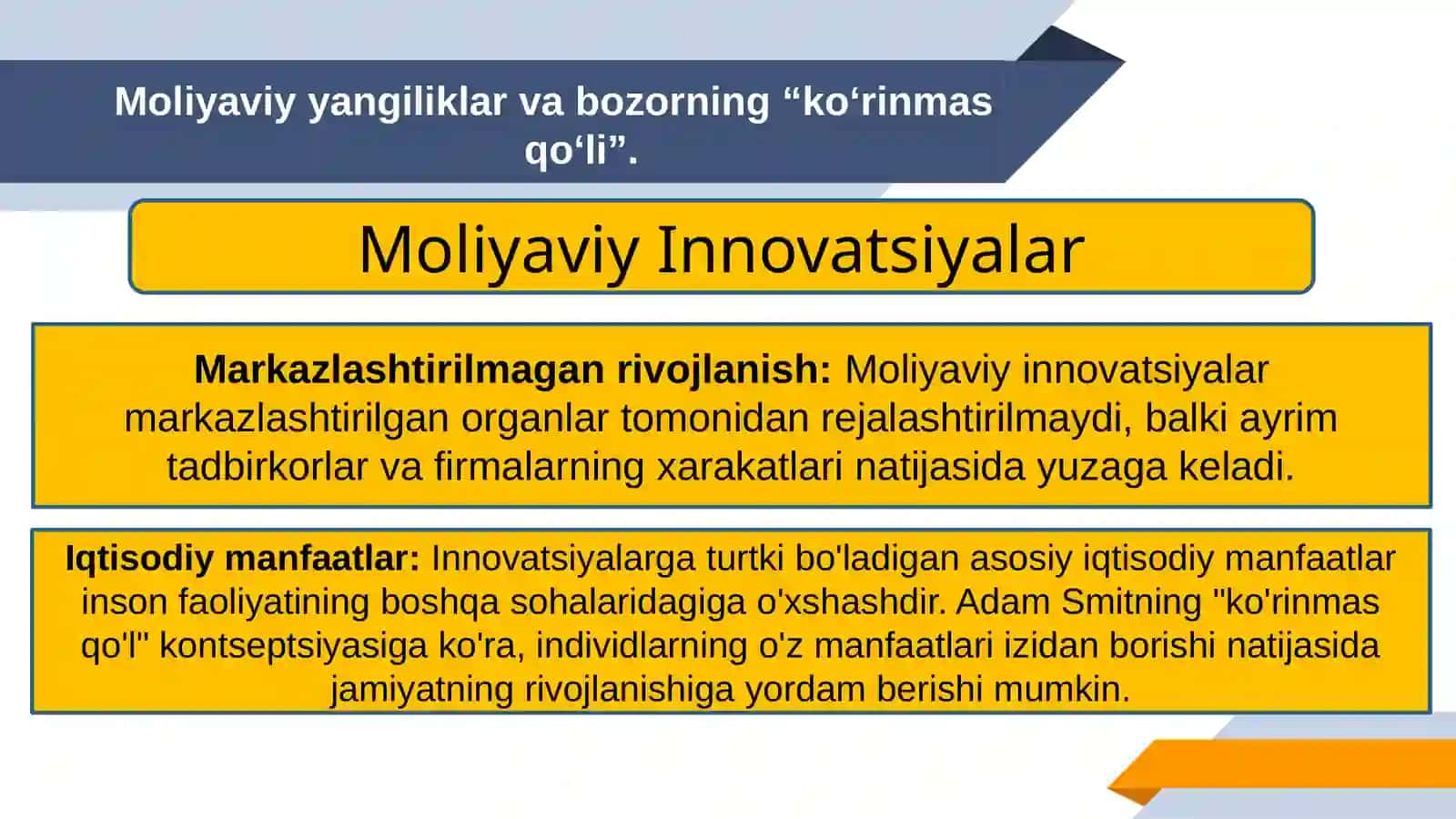 Moliyaviy yangiliklar va moliyaviy bozorlar 3