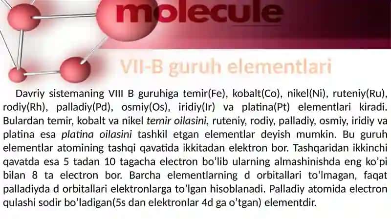 Davriy Sistemada VIII B-Guruhi Elementlari 3
