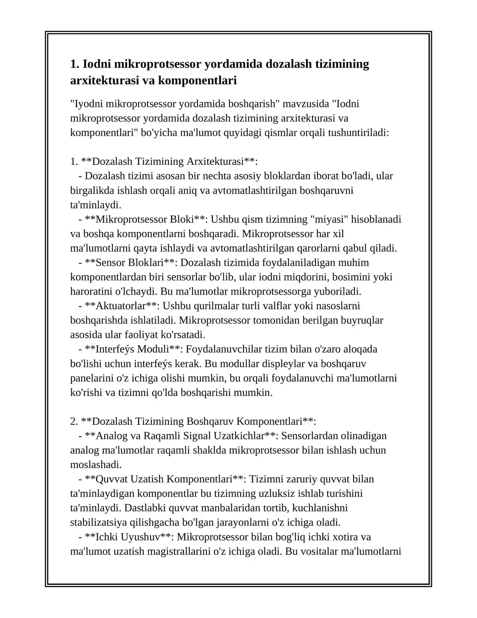 Iodni mikroprotsessor yordamida dozalash tizimining arxitekturasi va komponentlari 3