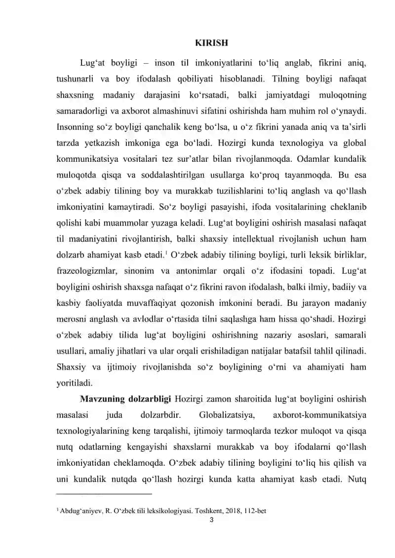 Hozirgi oʻzbek adabiy tilida lugʻat boyligini oshirish usullari 3