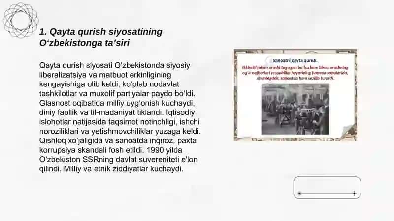 Qayta qurish yillarida O'zbekistondagi ijtimoiy siyosiy vaziyat 3