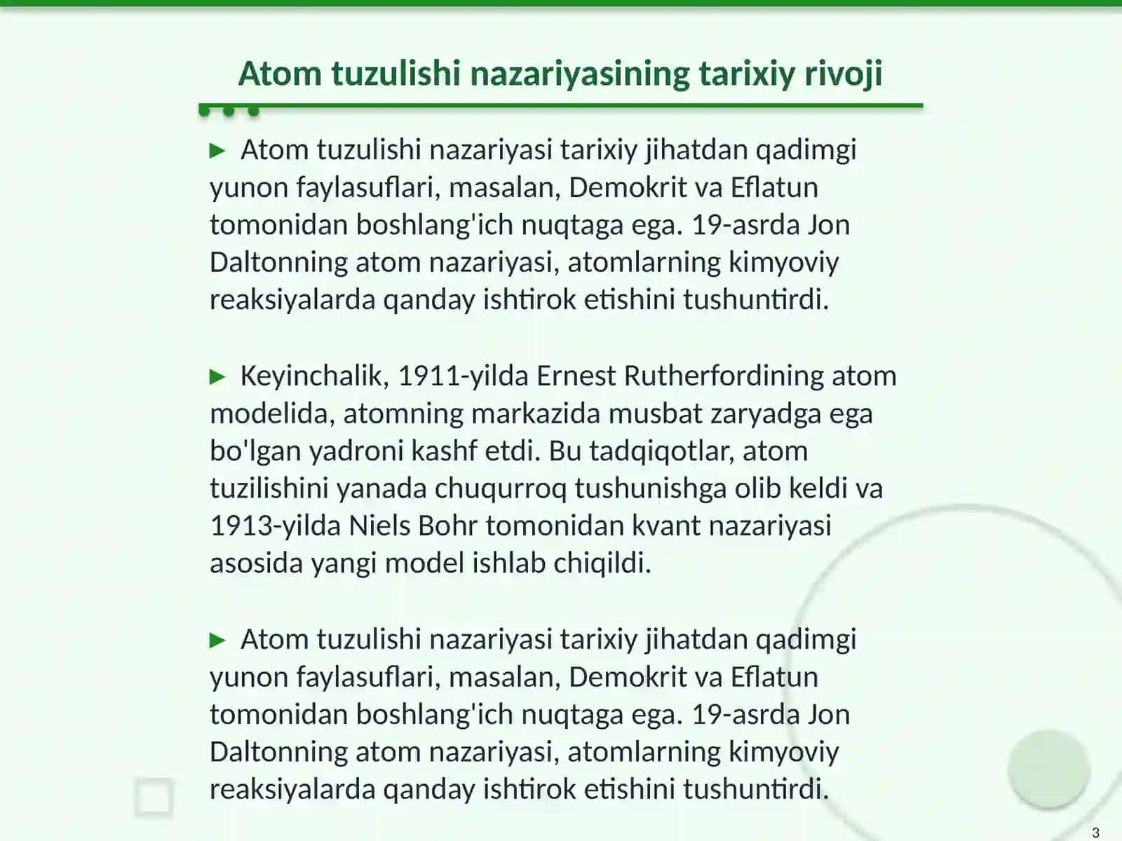 Atom tuzulishi nazariyasi va kvant mexanikasi 3